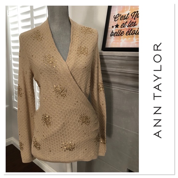 Ann Taylor silk/cotton with sequins sweater - Picture 1 of 4